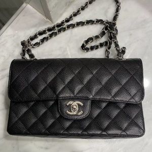 New Chanel Classic Double Flap Small Caviar Black Silver Hardware